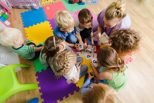 Kids playing a game with a teacher