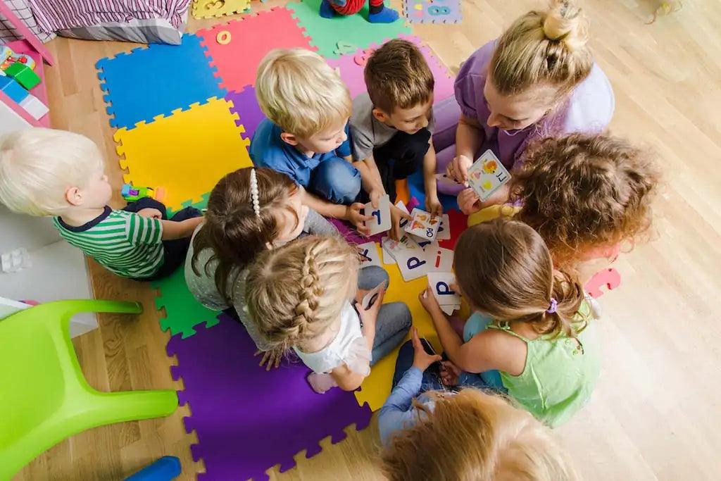 Kids playing a game with a teacher